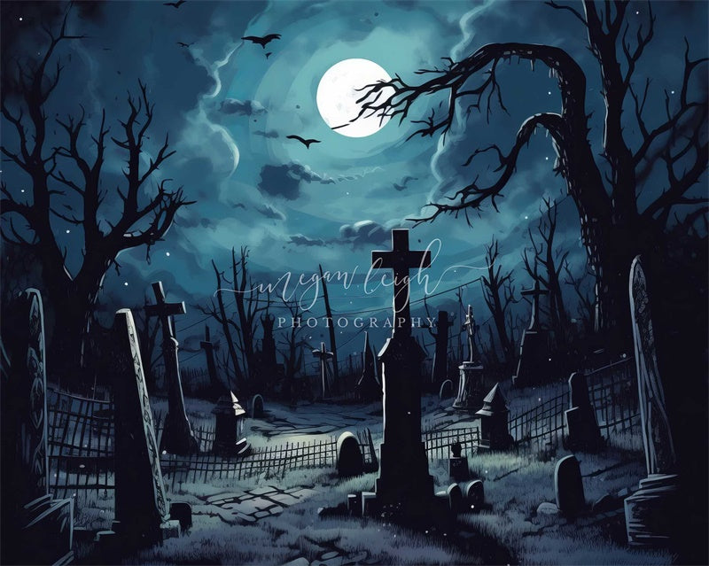 Kate Pleine lune Cimetière Toile de fond conçue par Megan Leigh - Kate Backdrop FR