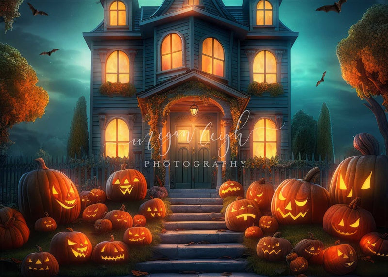 Kate Sinistre Citrouille Maison Toile de fond conçue par Megan Leigh - Kate Backdrop FR
