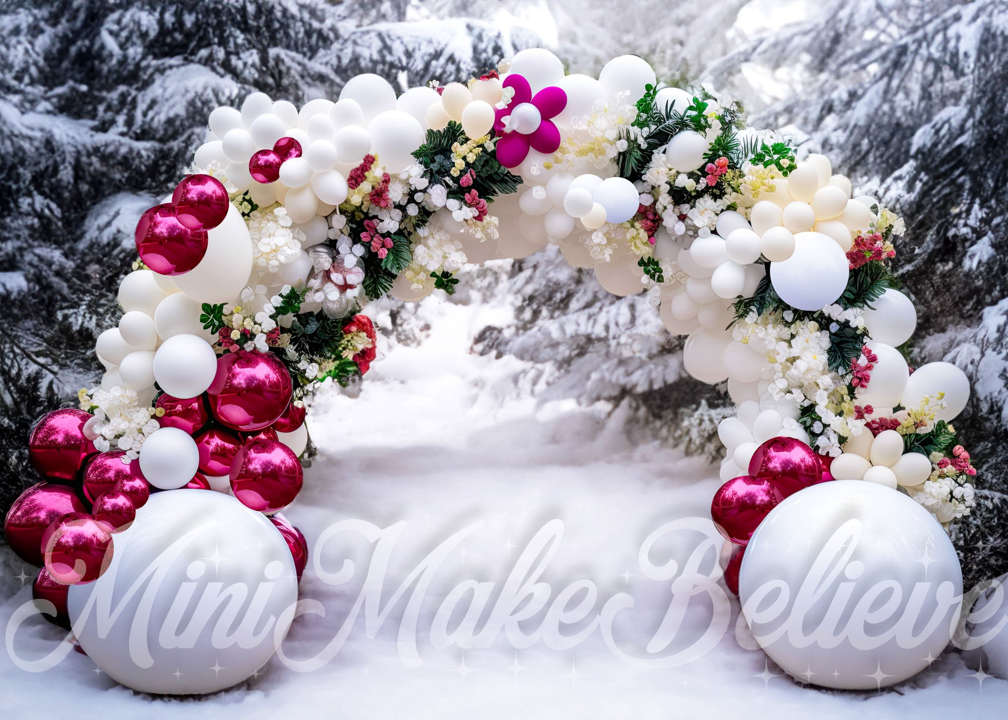 Kate Noël Hiver Arche de ballons Neige Toile de fond conçue par Mini MakeBelieve - Kate Backdrop FR