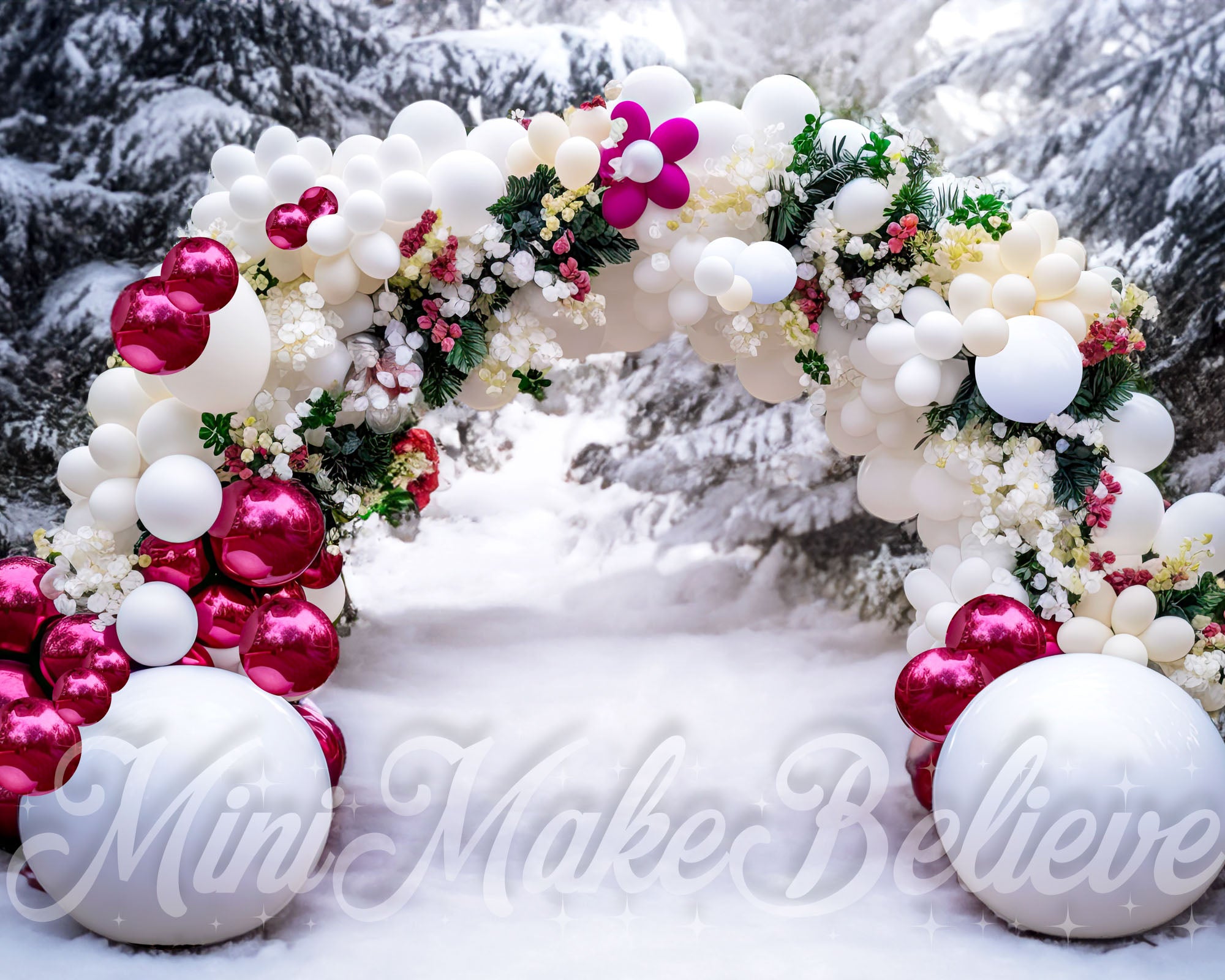 Kate Noël Hiver Arche de ballons Neige Toile de fond conçue par Mini MakeBelieve - Kate Backdrop FR