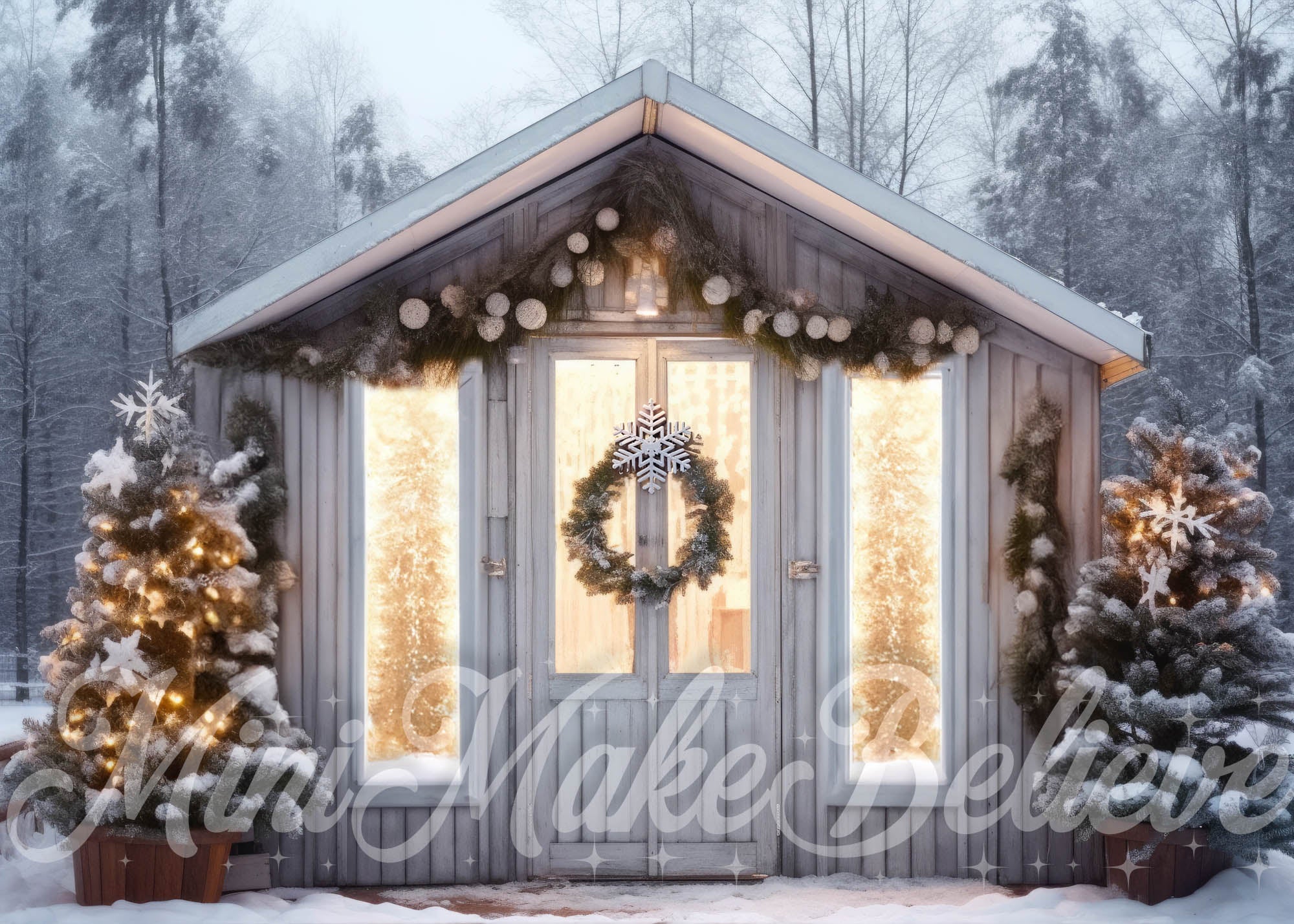 Kate Serre Lumières Noël Hiver Toile de fond conçue par Mini MakeBelieve - Kate Backdrop FR