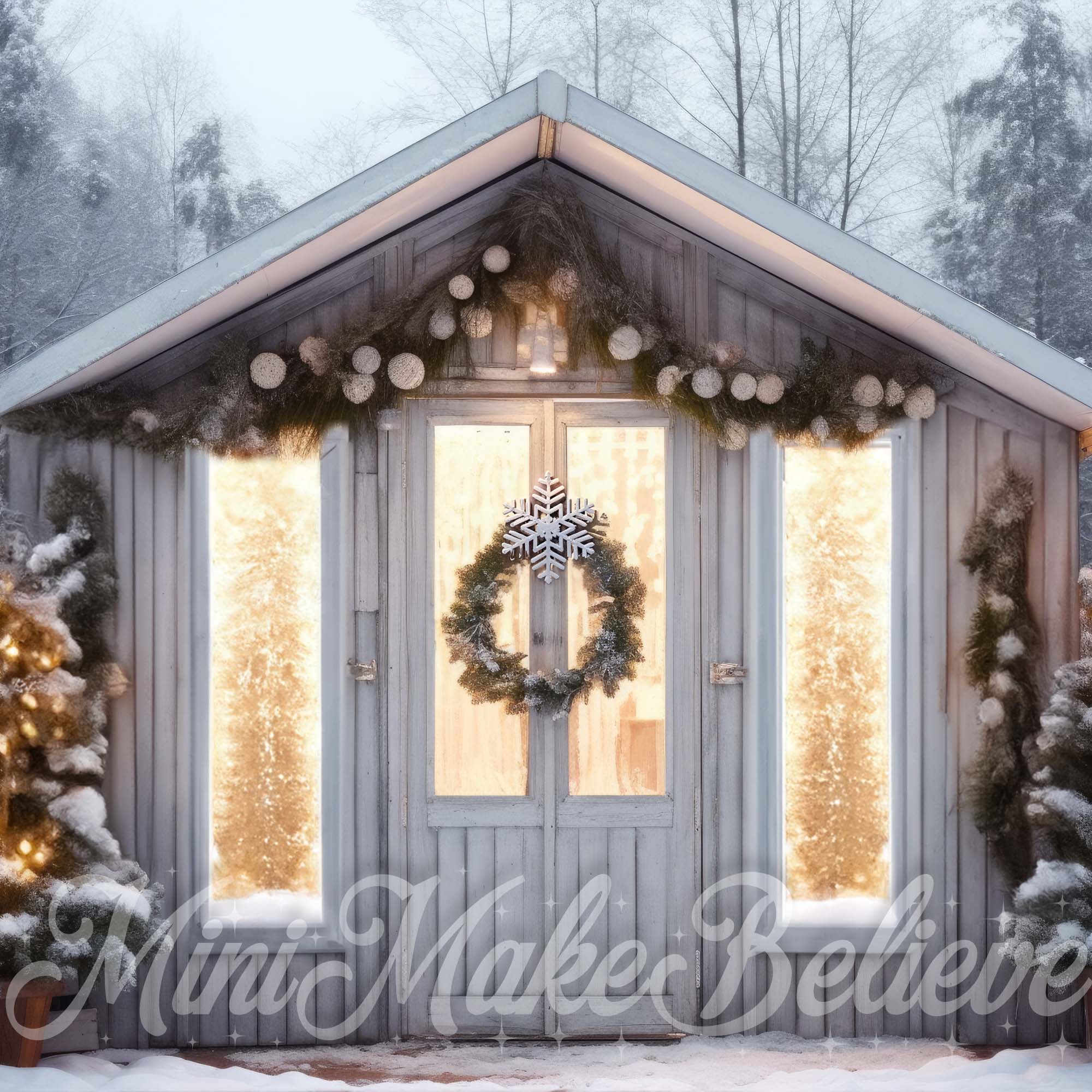 Kate Serre Lumières Noël Hiver Toile de fond conçue par Mini MakeBelieve - Kate Backdrop FR
