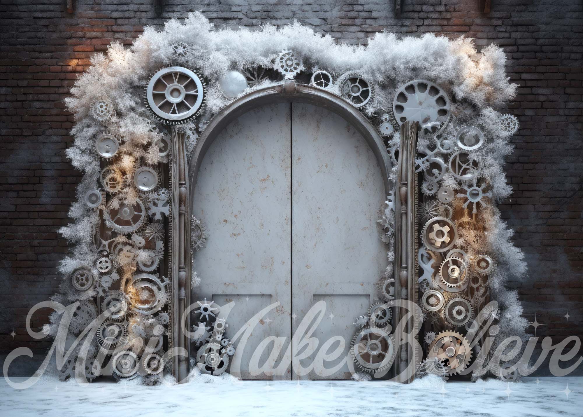 Kate Steampunk Porte Noël Hiver Toile de fond conçue par Mini MakeBelieve