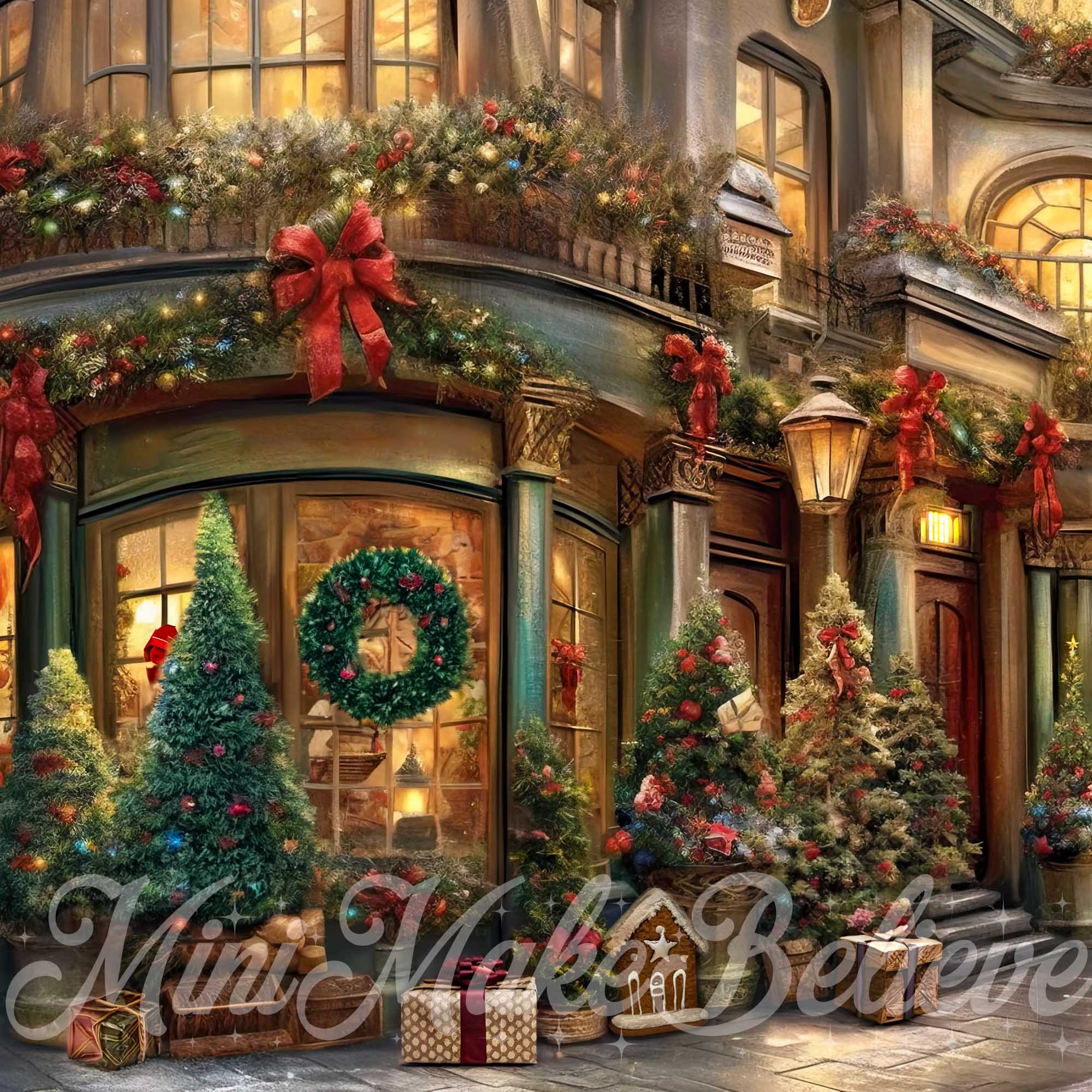 Kate Noël pictural Hiver Village Toile de fond conçue par Mini MakeBelieve - Kate Backdrop FR