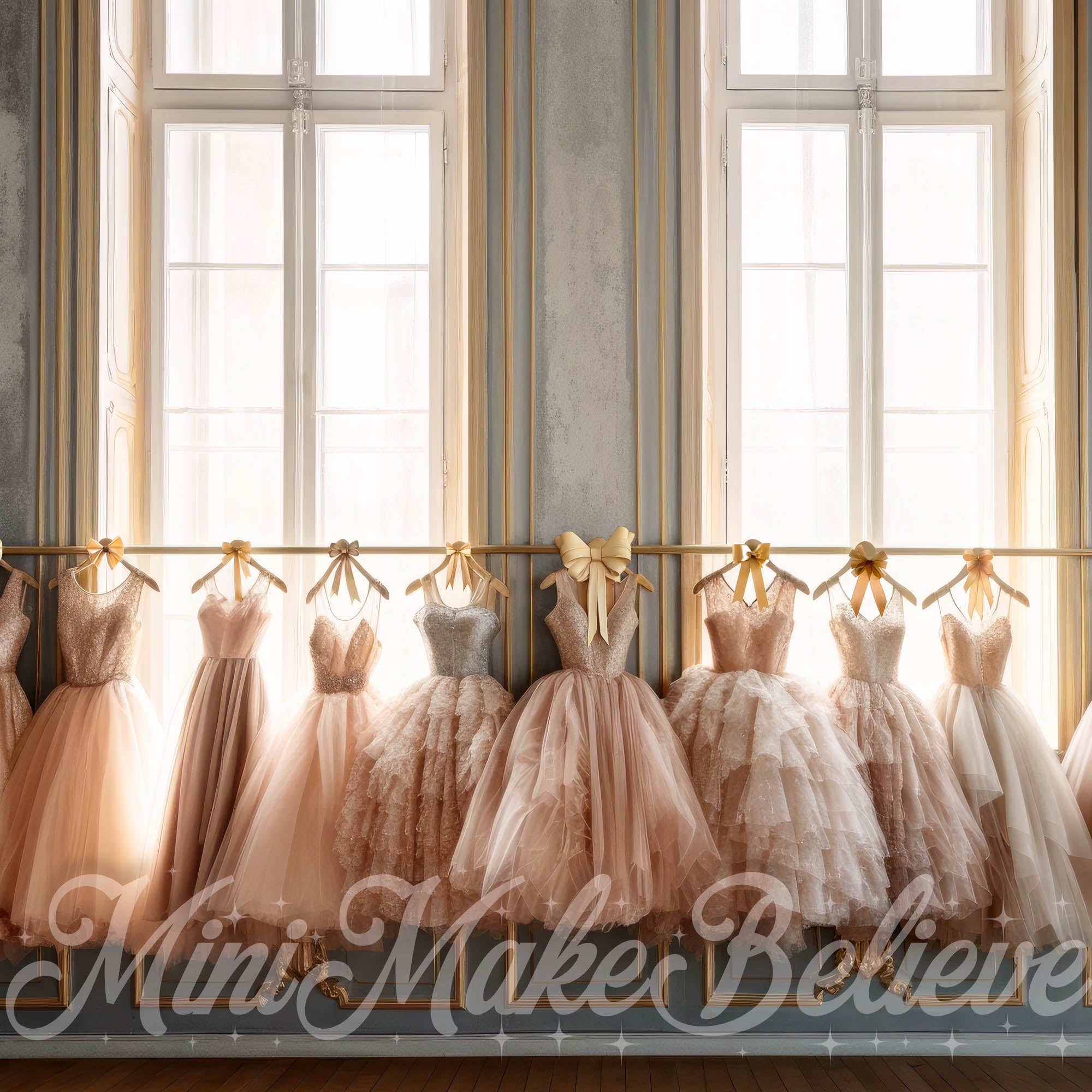 Kate Valentin Robes de ballet Studio Toile de fond conçue par Mini MakeBelieve - Kate Backdrop FR