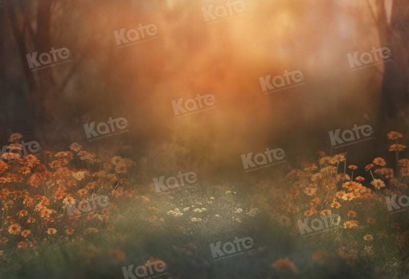 Kate Fleurs Arbres Jaune Flou Toile de fond pour la photographie
