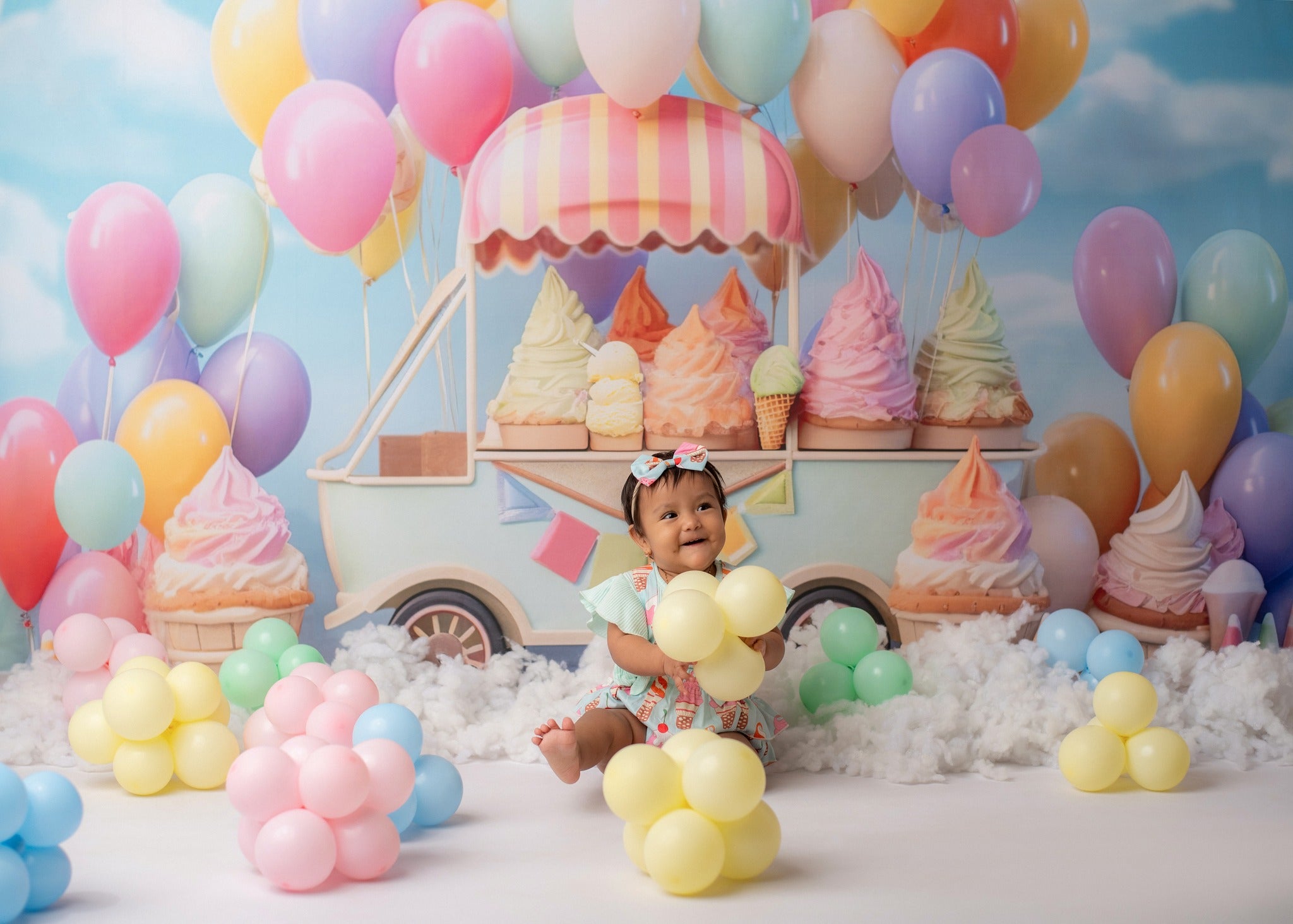 Kate Stand de glace Ballons Coloré Toile de fond pour la photographie - Kate Backdrop FR