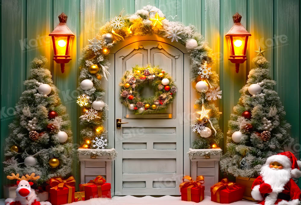 Kate Mur vert Bois Renne père Noël Toile de fond pour la photographie - Kate Backdrop FR