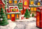 Kate Maison de pain d'épice Neige Rouge Vert Toile de fond pour la photographie - Kate Backdrop FR