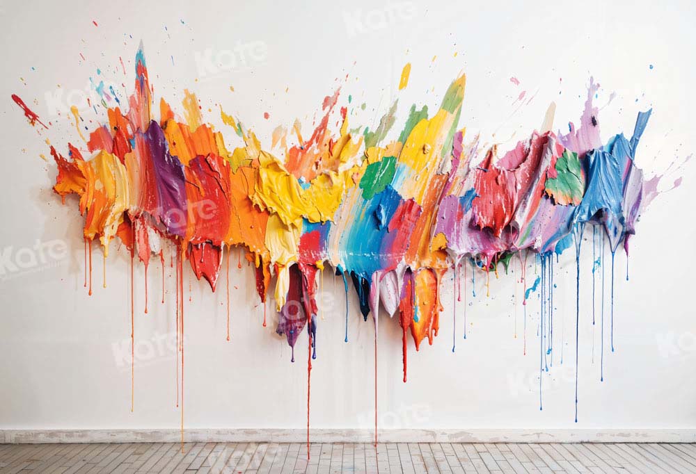Kate Retour à l'école Mur blanc Coloré Peinture Toile de fond pour la photographie - Kate Backdrop FR