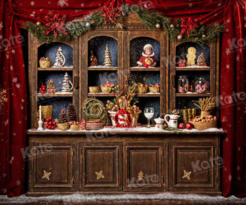 Kate Rideau Rouge Cuisine Armoire Brun Toile de fond pour la photographie - Kate Backdrop FR