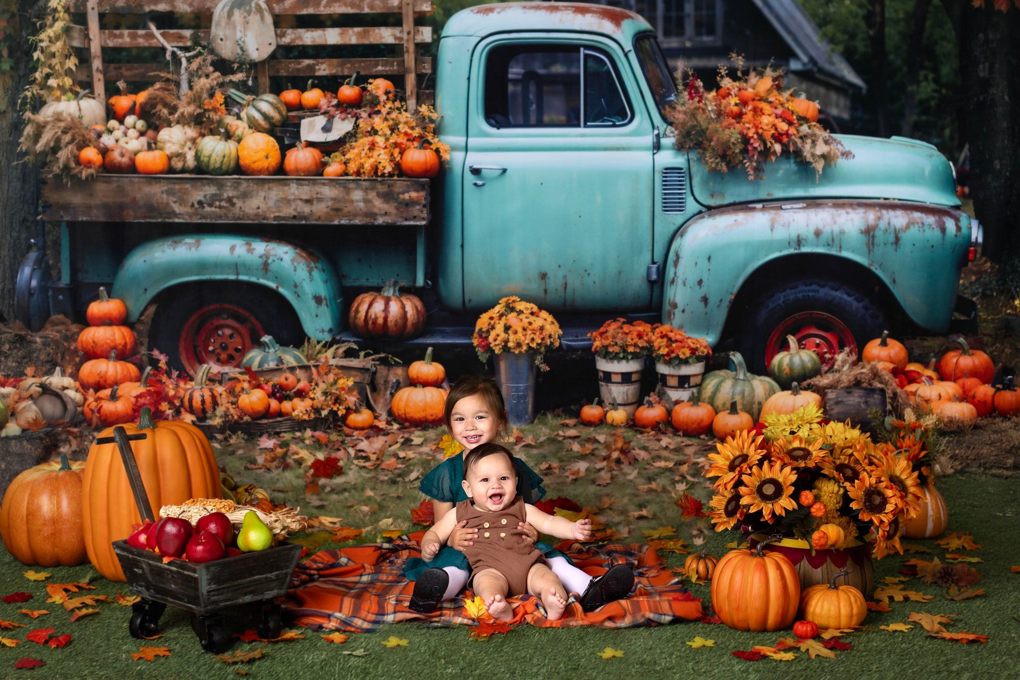 Kate Automne Camion Citrouille Récolte Toile de fond pour la photographie - Kate Backdrop FR