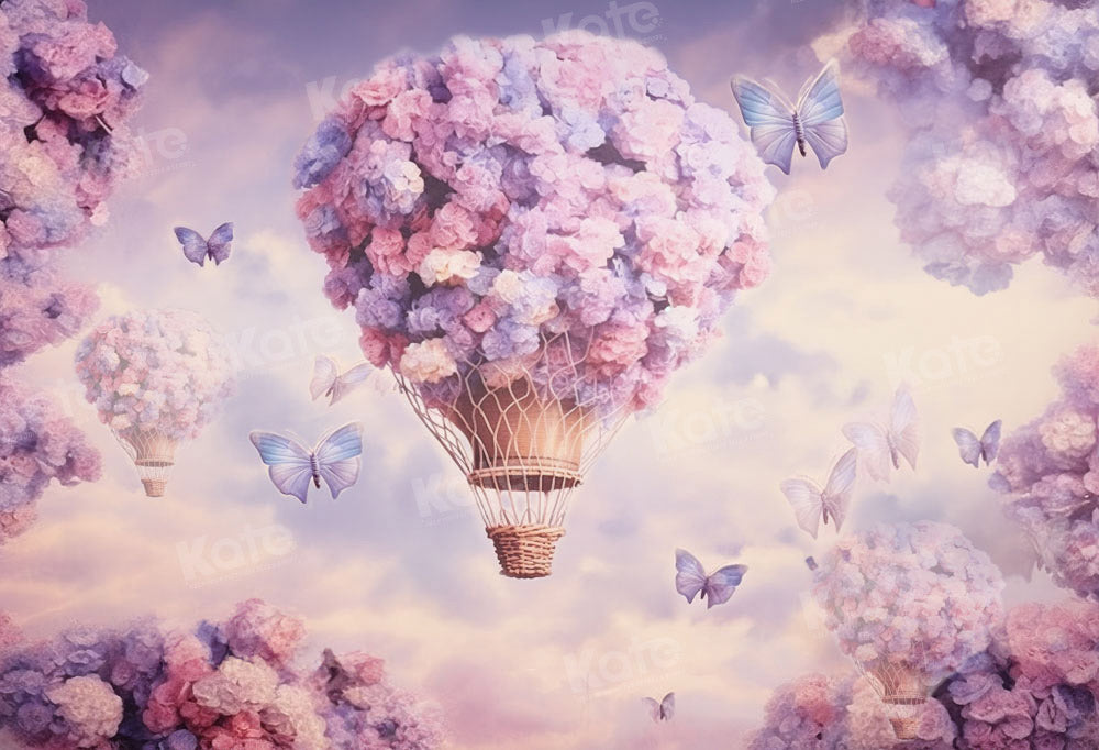 Kate Montgolfière Papillons Fleurs Toile de fond pour la photographie