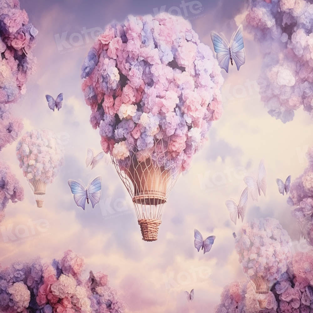 Kate Montgolfière Papillons Fleurs Toile de fond pour la photographie