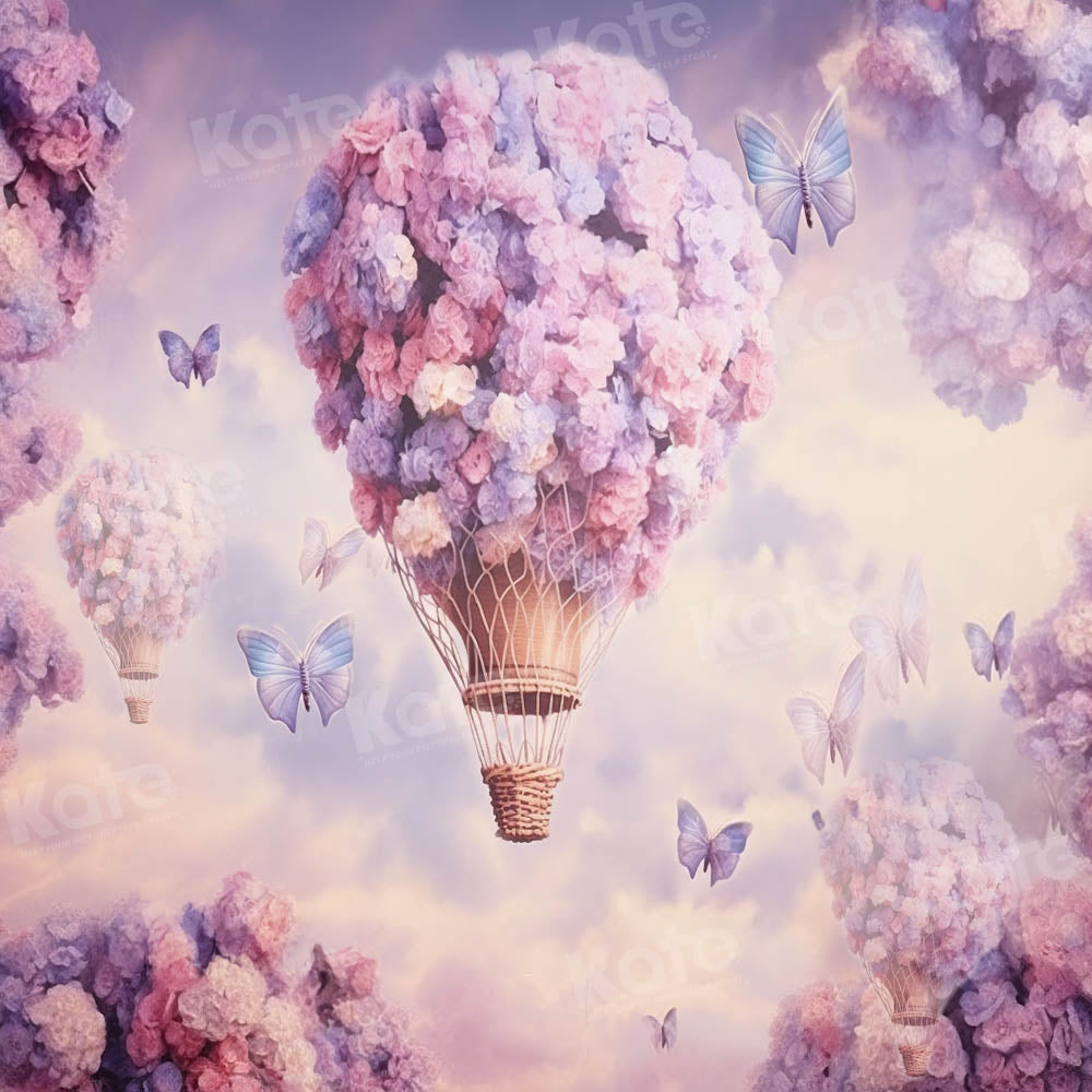 Kate Montgolfière Papillons Fleurs Toile de fond pour la photographie - Kate Backdrop FR