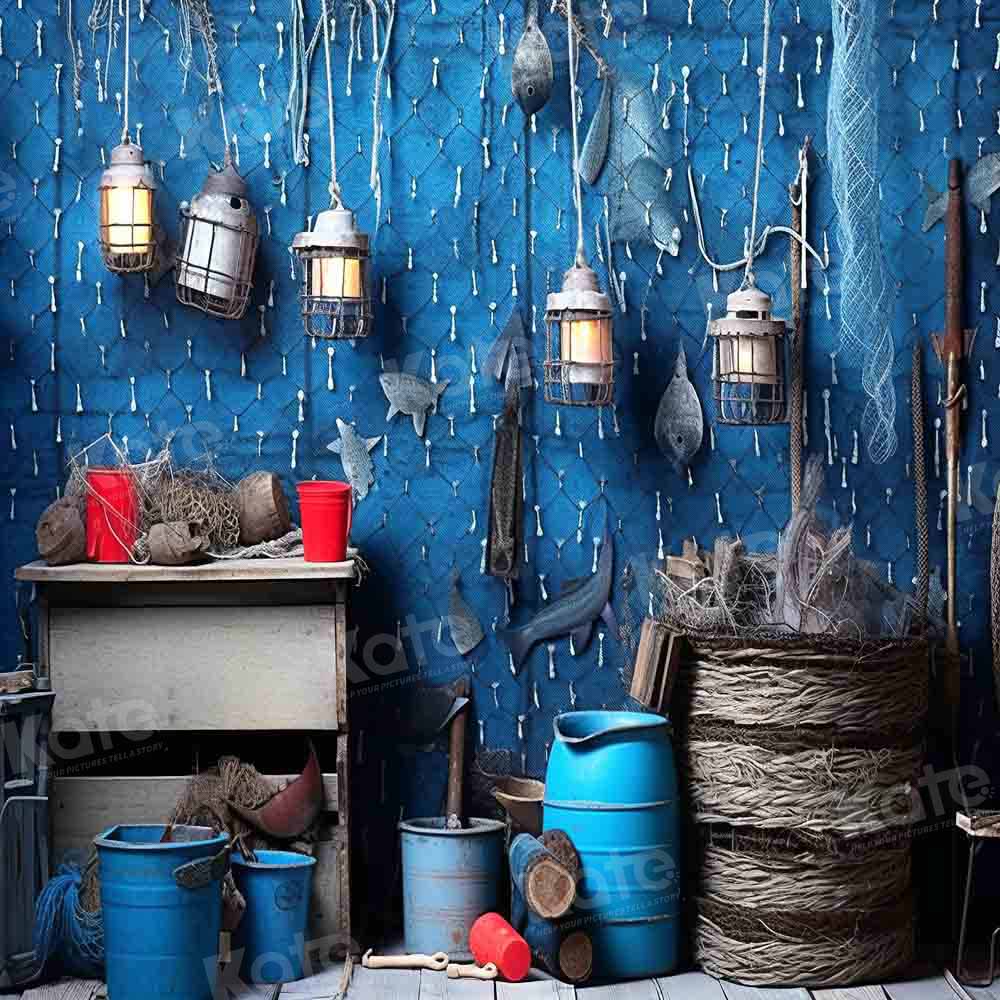 Kate Filet de pêche Seau Poissons Toile de fond pour la photographie - Kate Backdrop FR