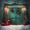 Kate Porte verte Vacances Noël Toile de fond Conçu par Happy Squirrel Design - Kate Backdrop FR