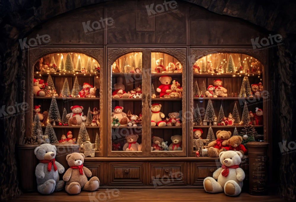 Kate Noël Ours en peluche Boutique Armoire Toile de fond pour la photographie - Kate Backdrop FR