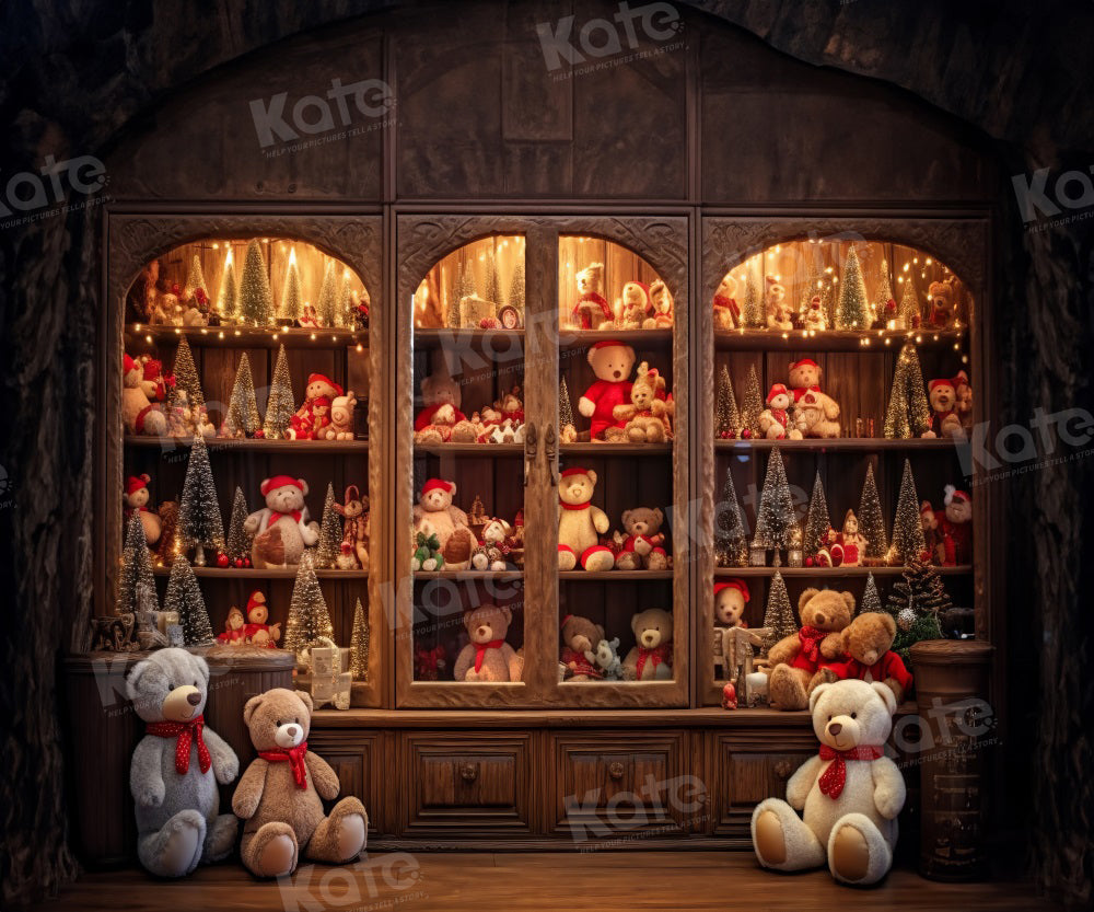 Kate Noël Ours en peluche Boutique Armoire Toile de fond pour la photographie - Kate Backdrop FR