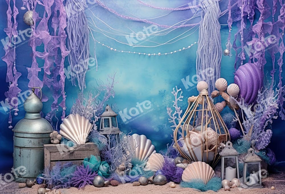 Kate Violet Mer profonde Coquille Sirène Toile de fond pour la photographie - Kate Backdrop FR