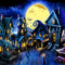 Kate Halloween Lune Nuit Maisons Toile de fond pour la photographie - Kate Backdrop FR