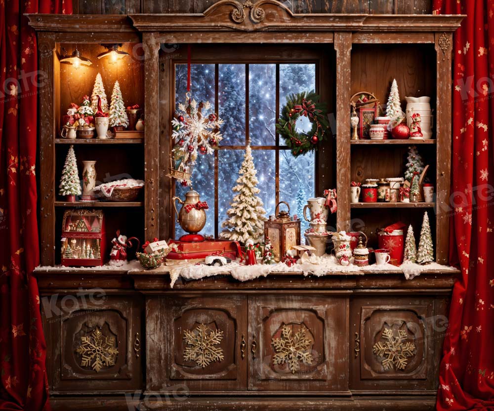 Kate Noël Rouge Brun Cuisine Toile de fond conçu par Emetselch - Kate Backdrop FR
