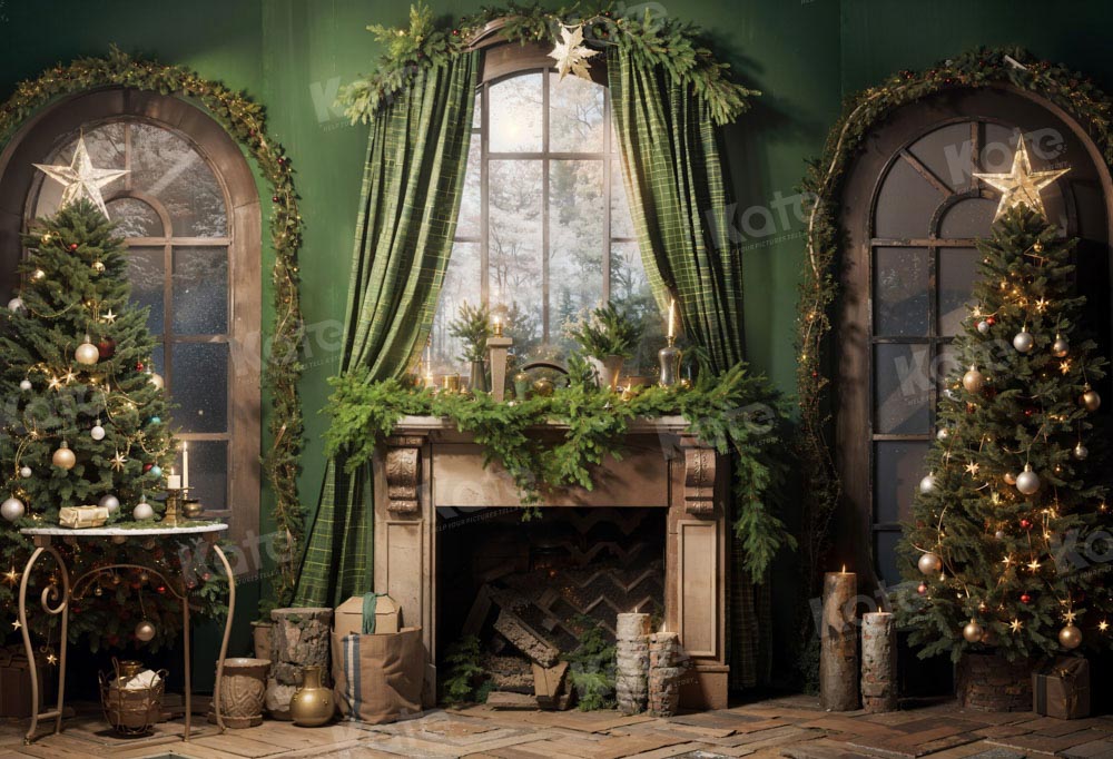 Kate Noël Vert Cheminée Rideau Toile de fond conçu par Emetselch - Kate Backdrop FR