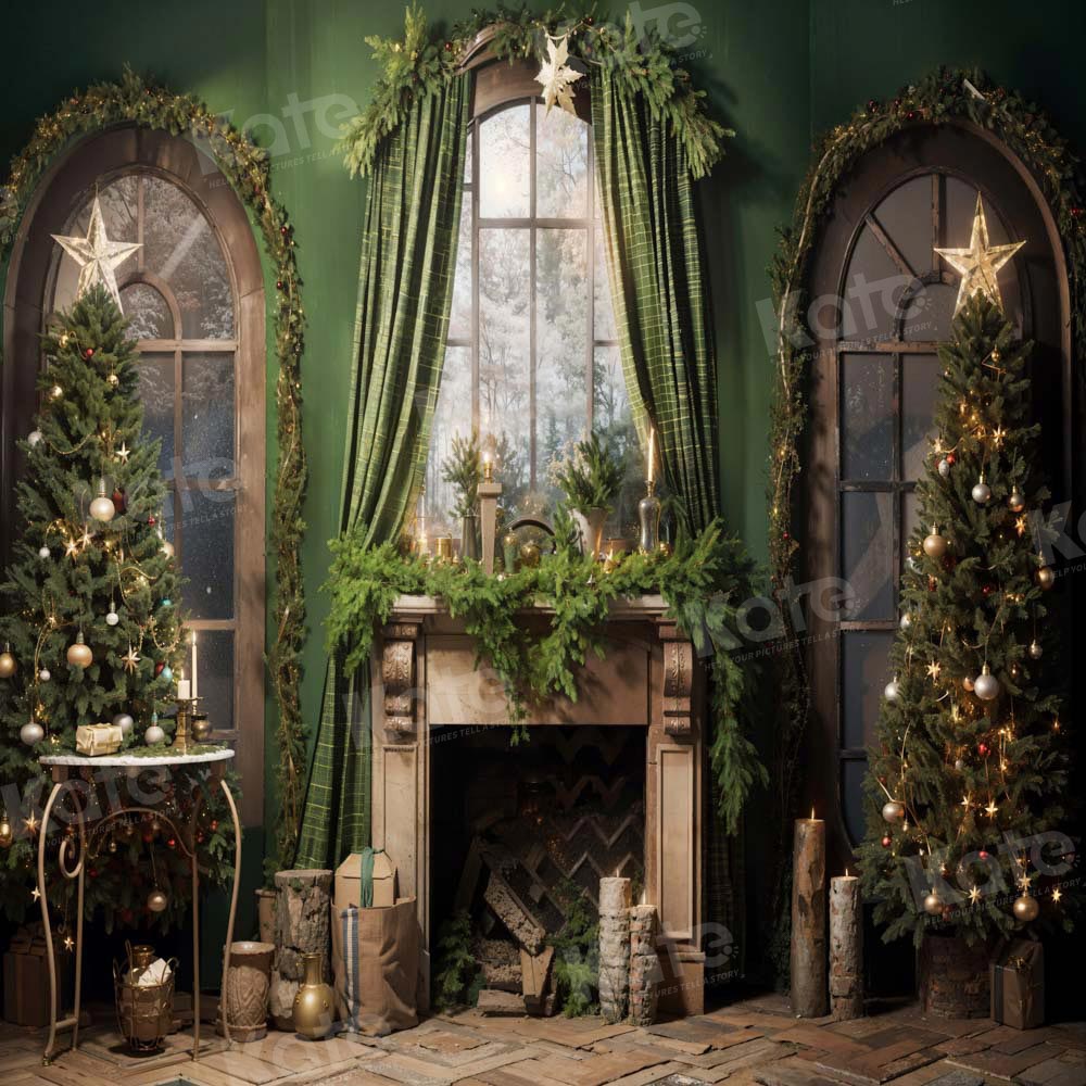 Kate Noël Vert Cheminée Rideau Toile de fond conçu par Emetselch - Kate Backdrop FR