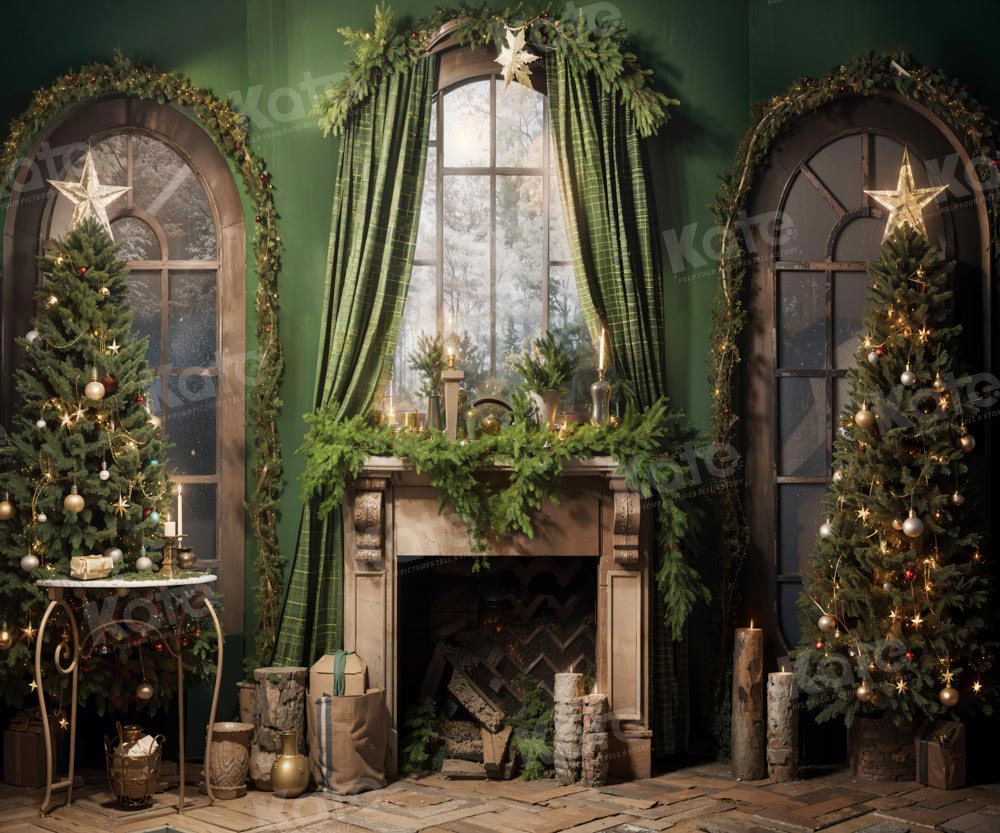 Kate Noël Vert Cheminée Rideau Toile de fond conçu par Emetselch - Kate Backdrop FR
