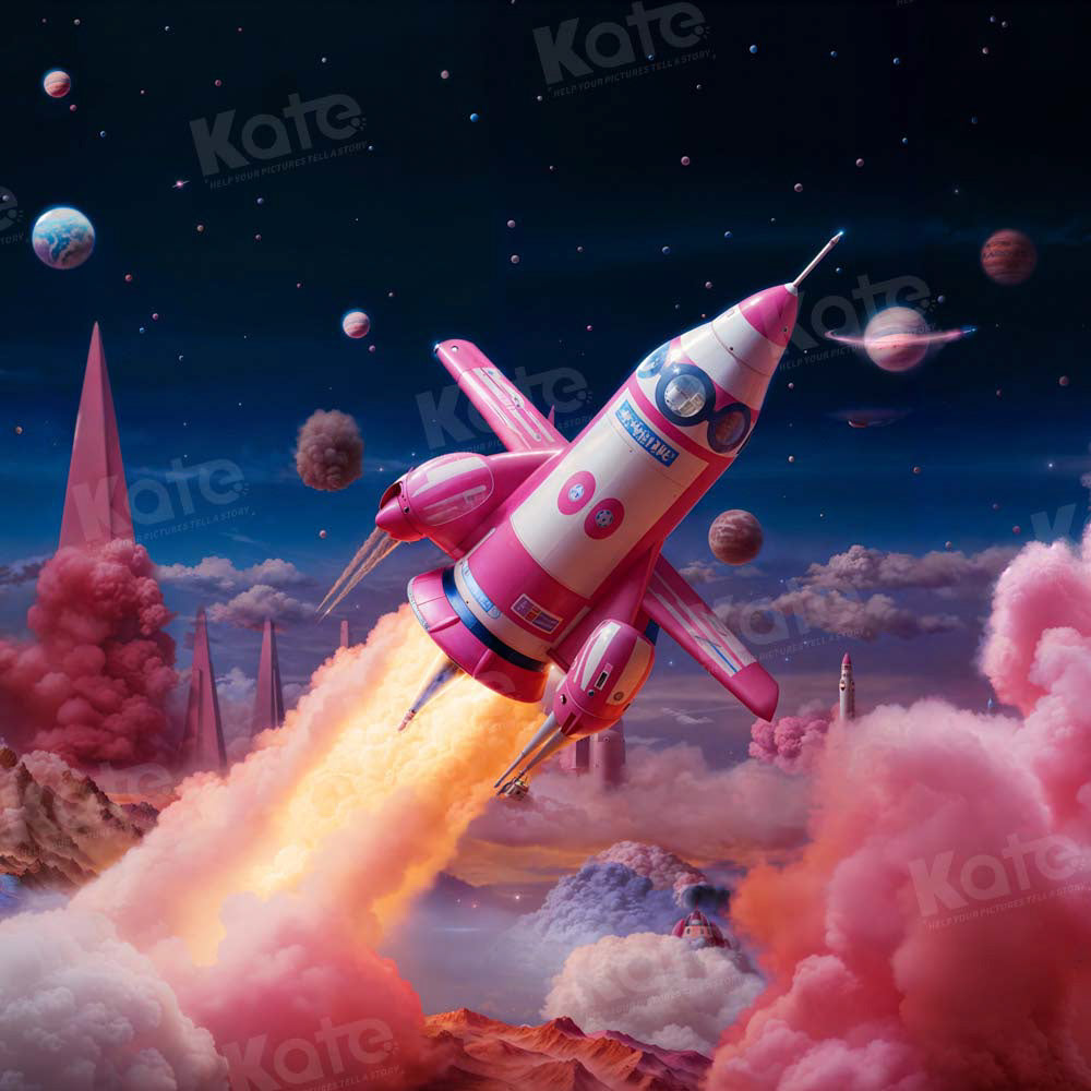 Kate Fusée Univers Nuage Rose Toile de fond Conçu par Chain Photographie - Kate Backdrop FR