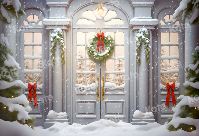 Kate Neige blanche Noël Porte Hiver Toile de fond pour la photographie - Kate Backdrop FR