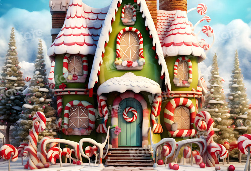 Kate Bonbons Maison Enfant Hiver Toile de fond pour la photographie - Kate Backdrop FR