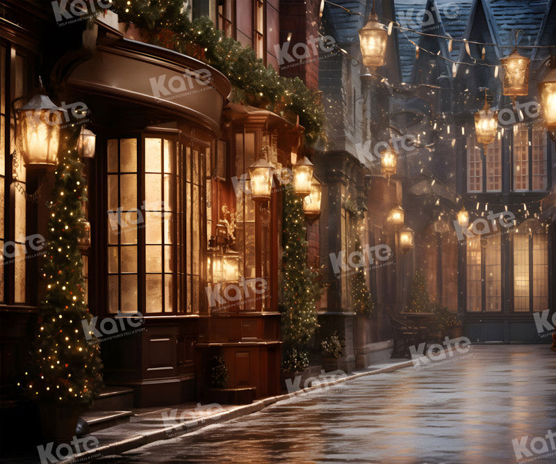 Kate Sapin de Noël Ville Nuit Rue Toile de fond pour la photographie - Kate Backdrop FR