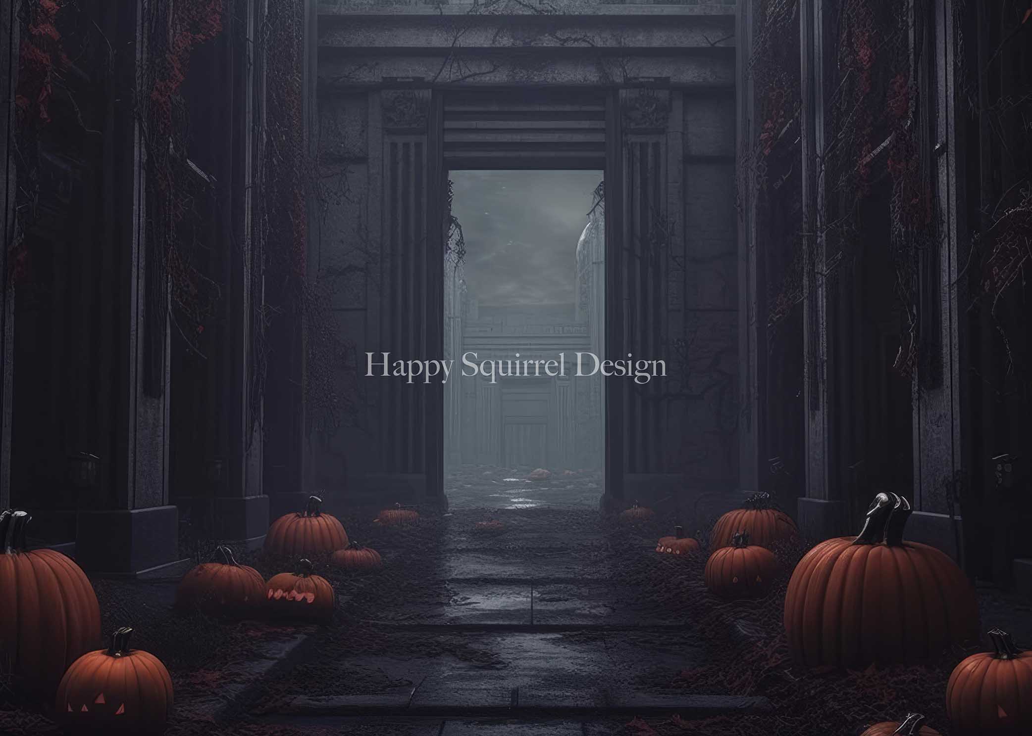 Kate Allée des Citrouilles Halloween Toile de fond Conçu par Happy Squirrel Design