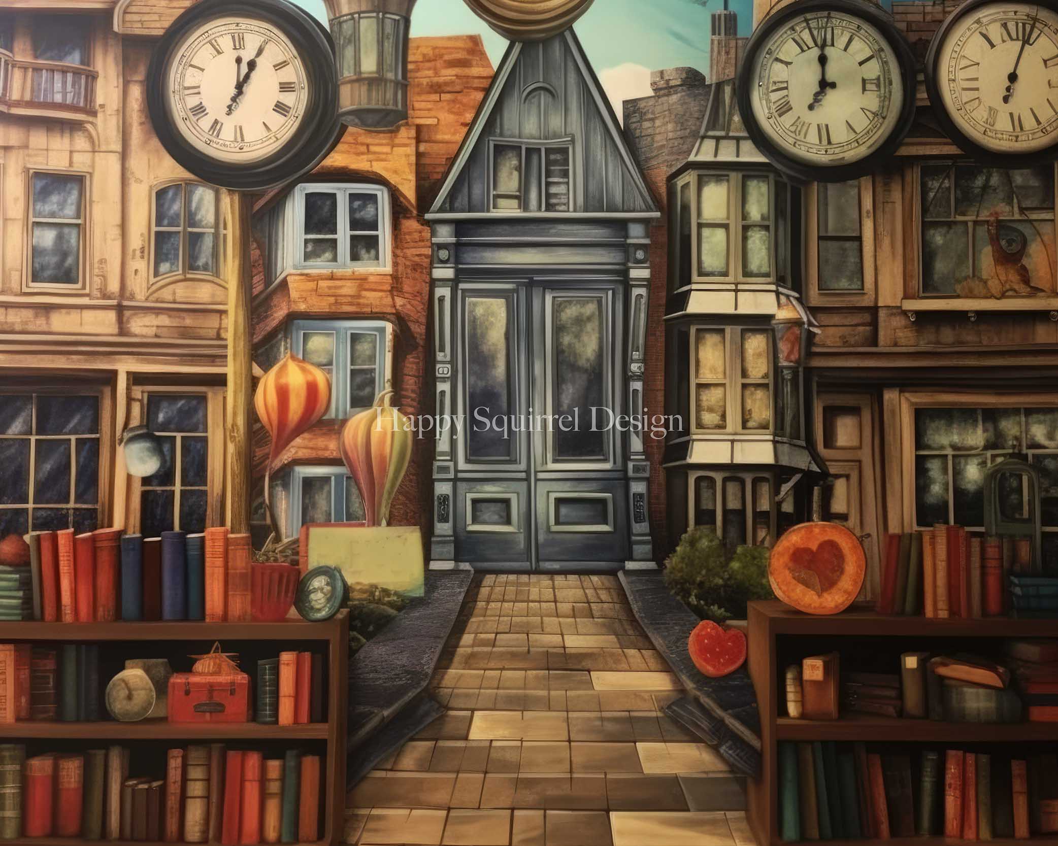 Kate Temps pour l'école Livres Toile de fond Conçu par Happy Squirrel Design - Kate Backdrop FR