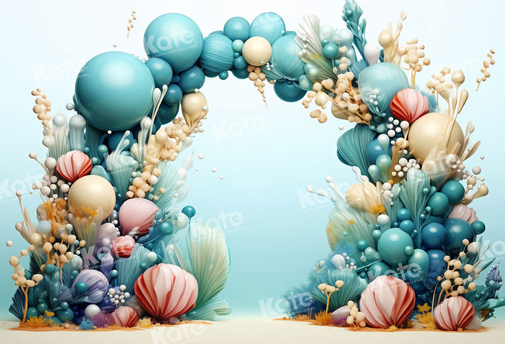 Kate Été Vert bleu Arche de Ballons Toile de fond conçu par Emetselch
