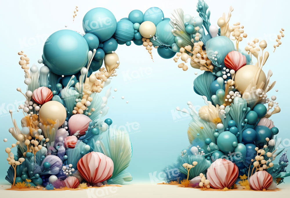 Kate Été Vert bleu Arche de Ballons Toile de fond conçu par Emetselch - Kate Backdrop FR