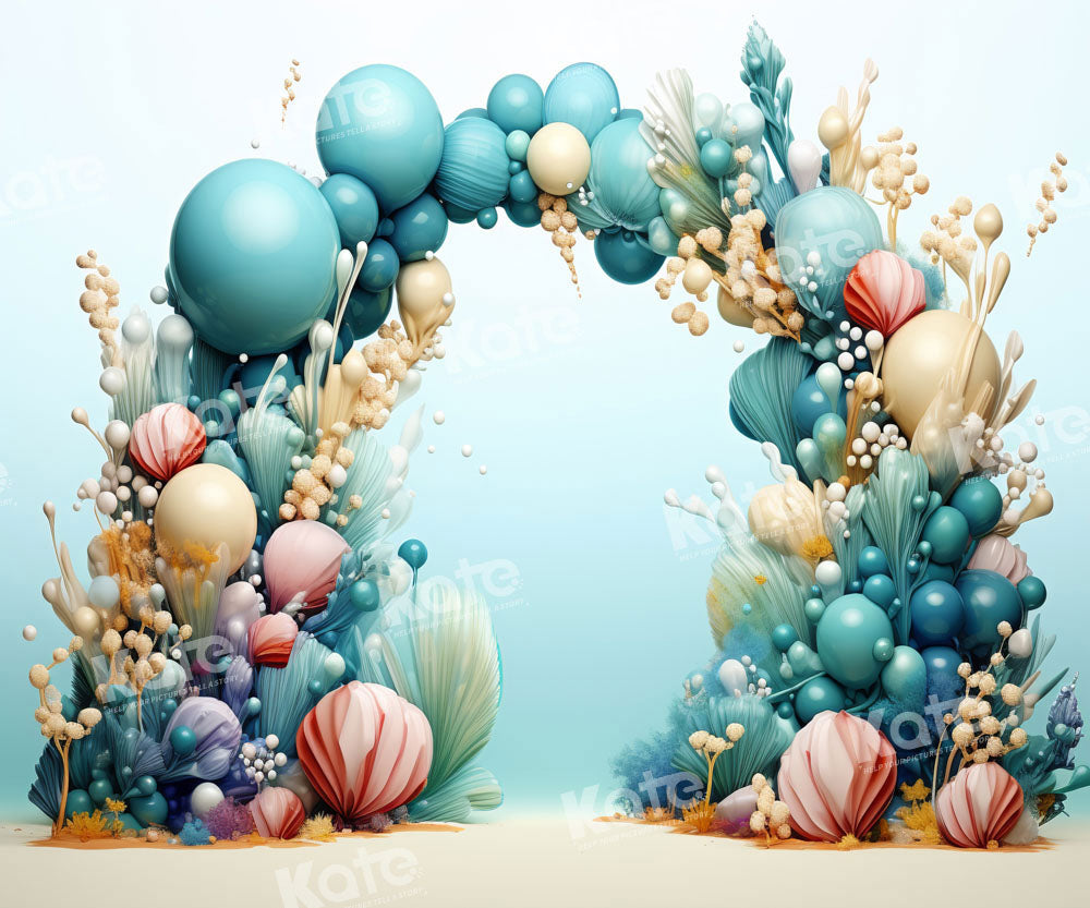 Kate Été Vert bleu Arche de Ballons Toile de fond conçu par Emetselch - Kate Backdrop FR