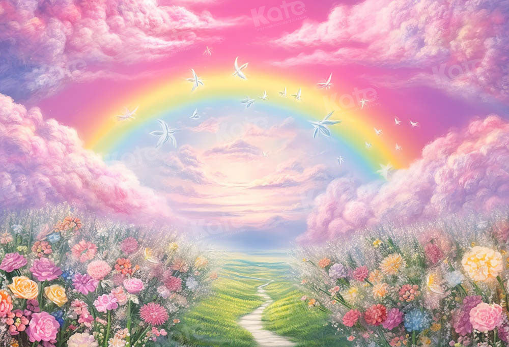Kate Été Rose Fleur Champ Arc-en-ciel Toile de fond conçu par Emetselch - Kate Backdrop FR