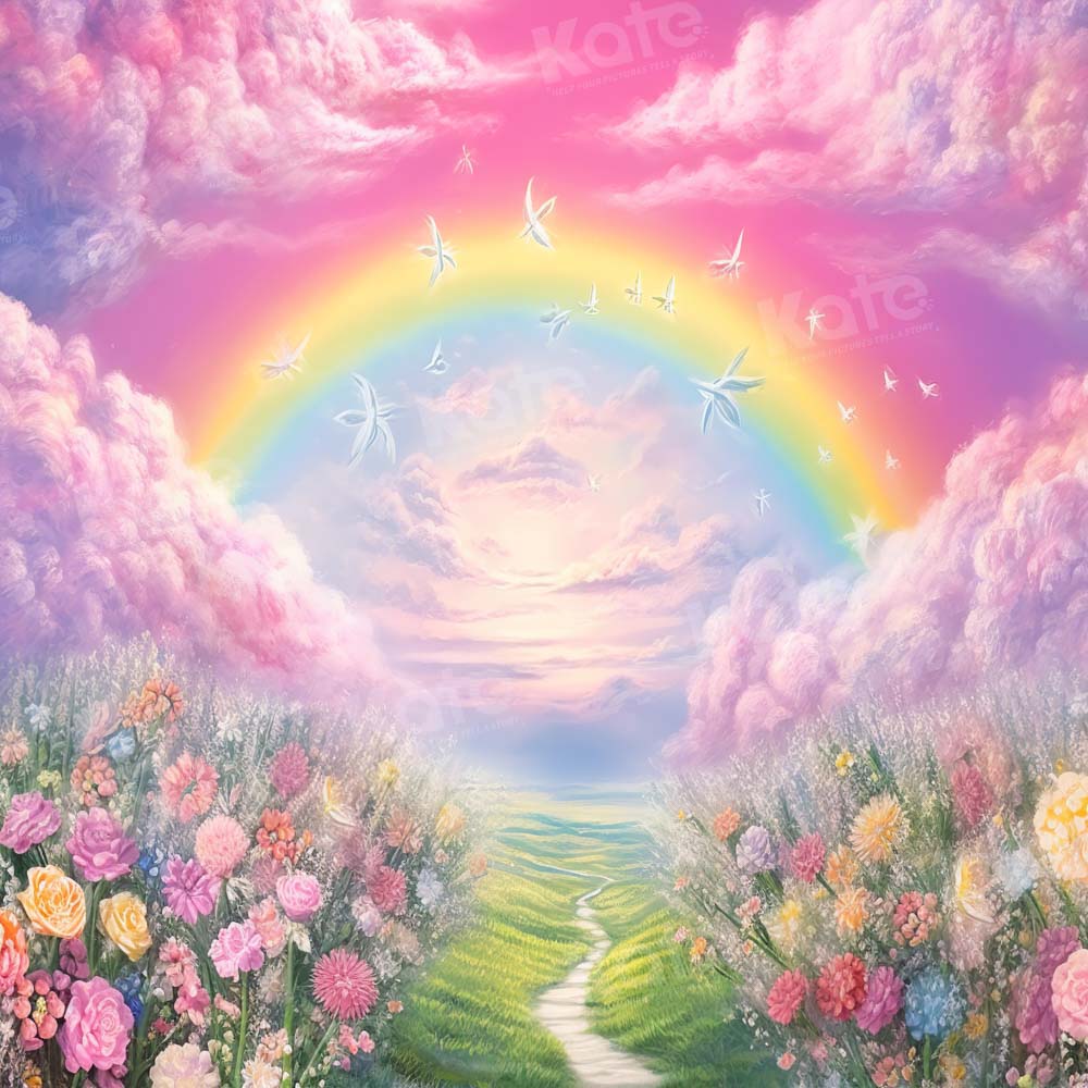 Kate Été Rose Fleur Champ Arc-en-ciel Toile de fond conçu par Emetselch - Kate Backdrop FR