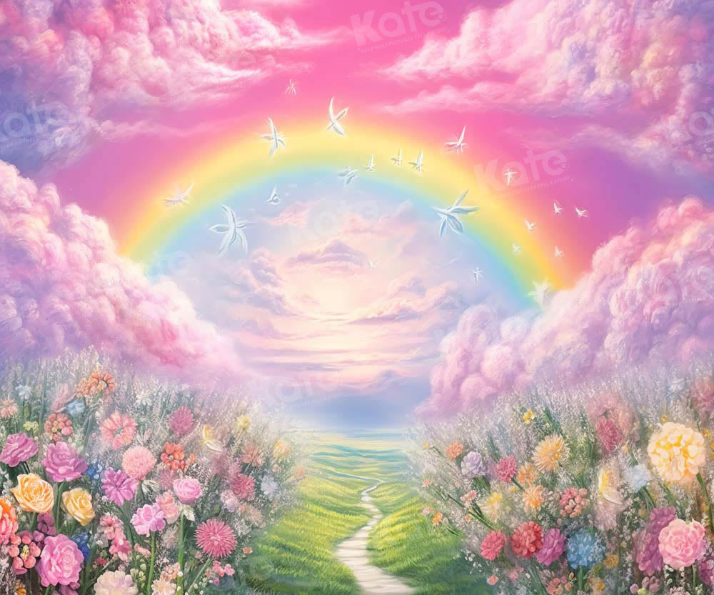 Kate Été Rose Fleur Champ Arc-en-ciel Toile de fond conçu par Emetselch - Kate Backdrop FR