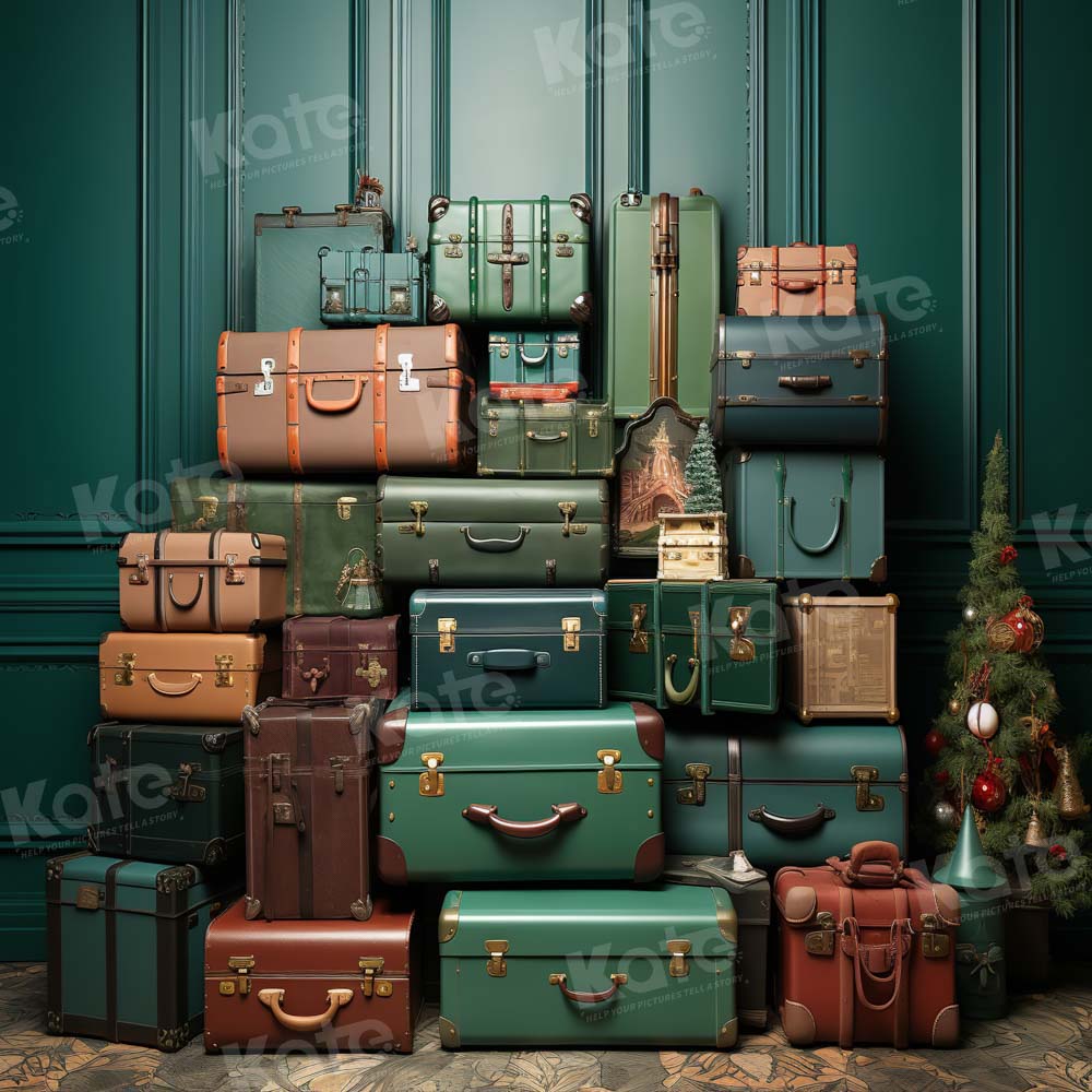 Kate Bagages Mur vert Noël Toile de fond conçu par Emetselch - Kate Backdrop FR