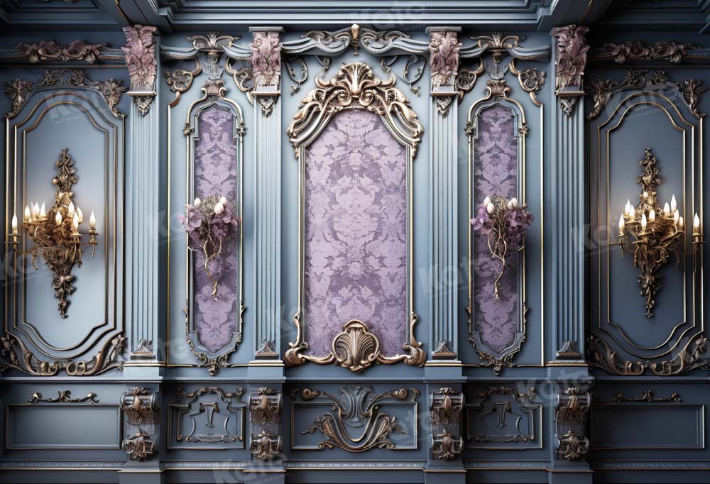Kate Rétro Vintage Mur Violet Bleu Toile de fond Conçu par Kate Image - Kate Backdrop FR
