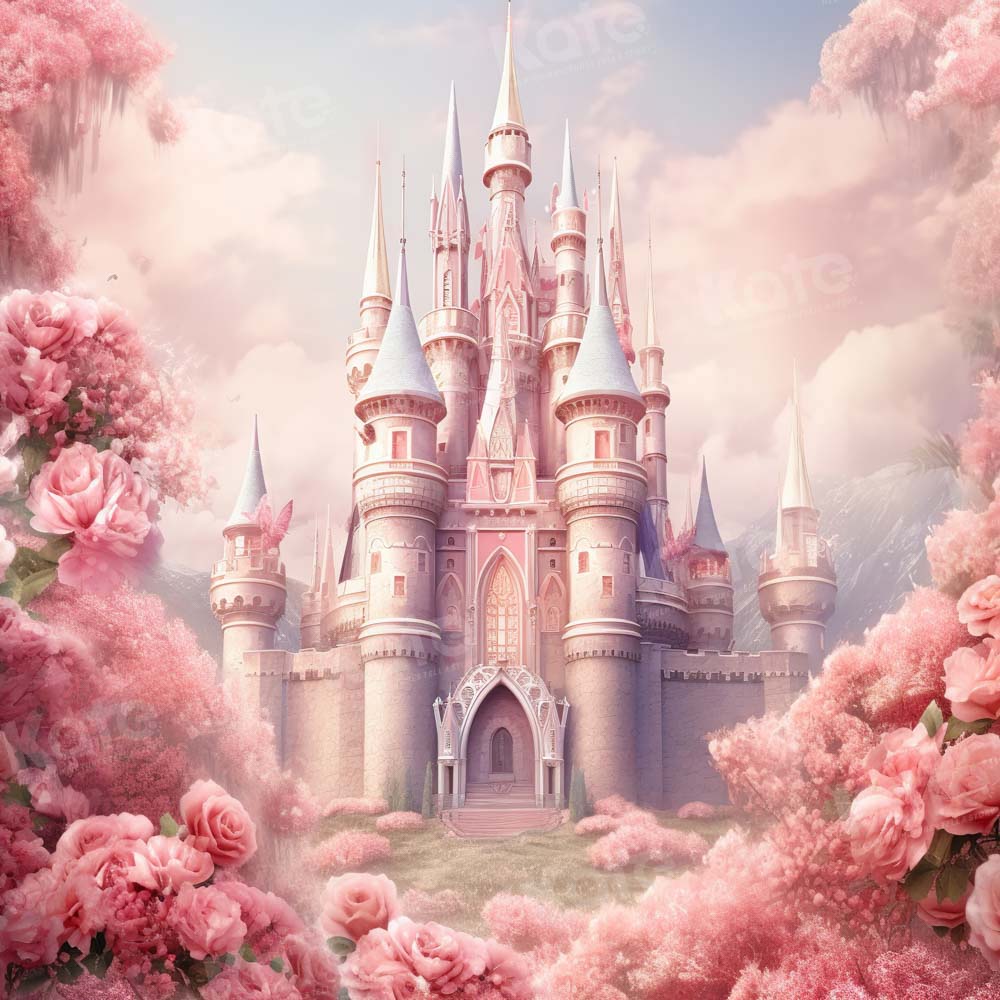 Kate Rose Fantaisie Fleurs Château Toile de fond conçu par Emetselch - Kate Backdrop FR