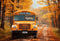 Kate Bus scolaire Automne Feuilles Toile de fond Conçu par Chain Photographie - Kate Backdrop FR
