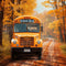 Kate Bus scolaire Automne Feuilles Toile de fond Conçu par Chain Photographie - Kate Backdrop FR