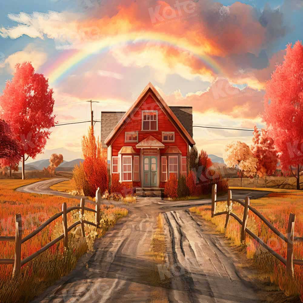 Kate Automne Coucher de Soleil Rouge Ferme Toile de fond conçu par Emetselch - Kate Backdrop FR