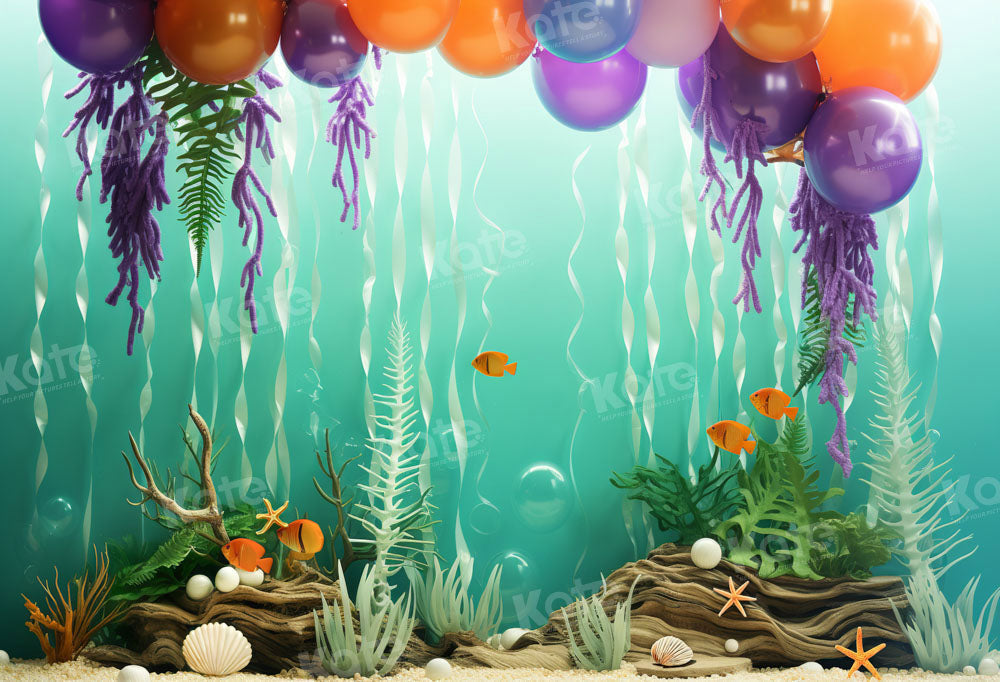 Kate Été Vert Sirène Sous-marin Ballons Toile de fond conçu par Emetselch - Kate Backdrop FR