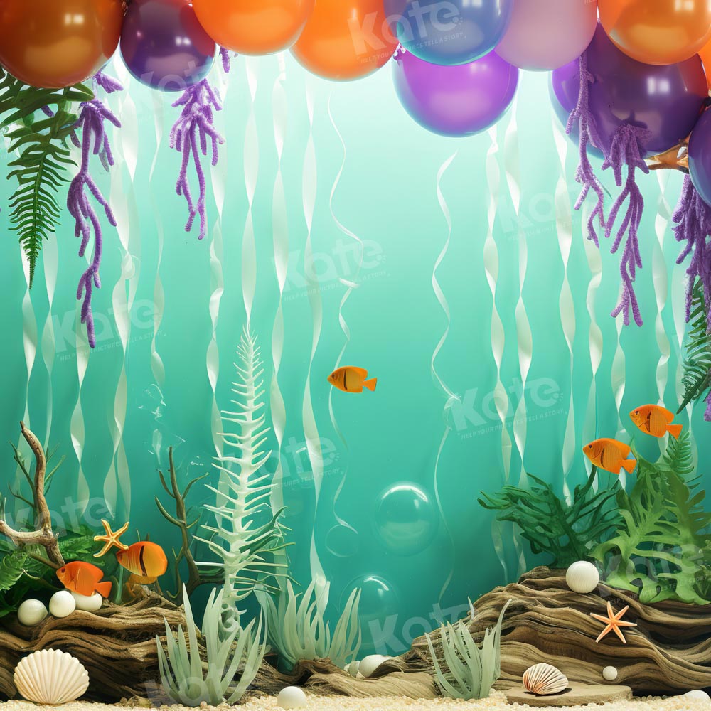 Kate Été Vert Sirène Sous-marin Ballons Toile de fond conçu par Emetselch - Kate Backdrop FR