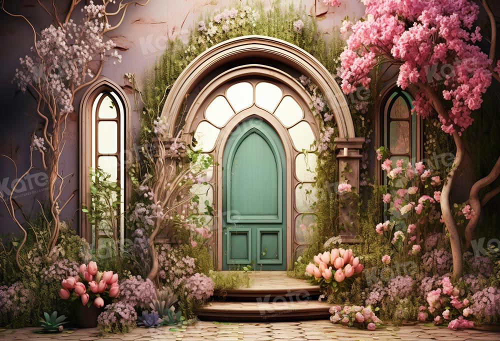Kate Été Rose Fleur Arbre Maison Porte Toile de fond conçu par Emetselch - Kate Backdrop FR